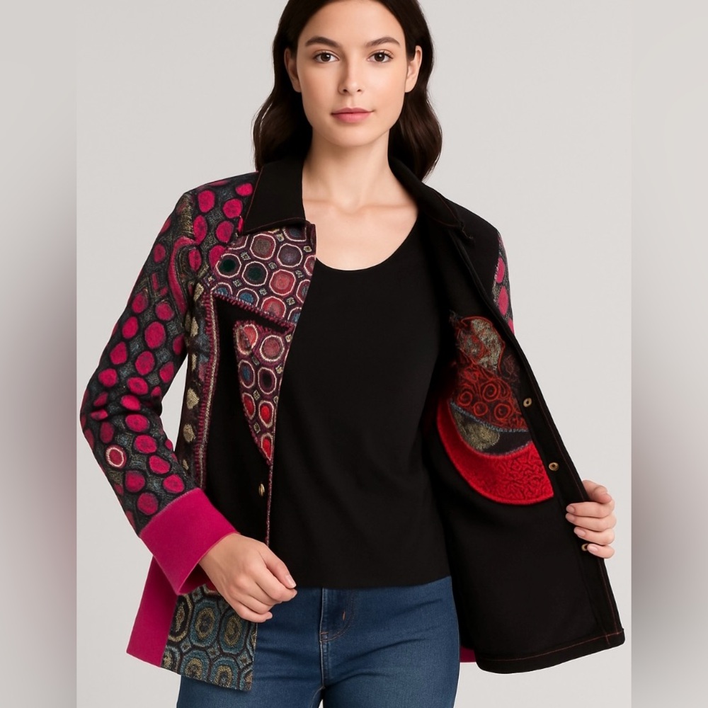 Mistror Image Patchwork Blazer XL Multicolor Dopa… - image 2
